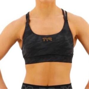 TYR Joule Elite Dual Strap Sports Bra Camo Black/Dark Gray Size Medium